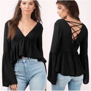 Black bell sleeve top
